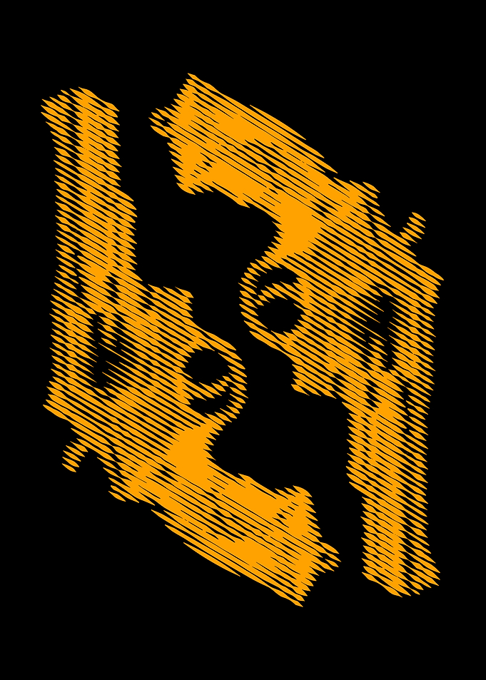 Double Revolver Line art Silhouette