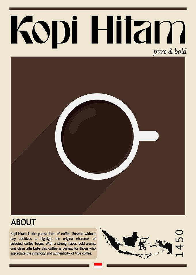 Kopi Hitam Minimalist Coffee Poster | Indonesian Black Coffee Wall Art