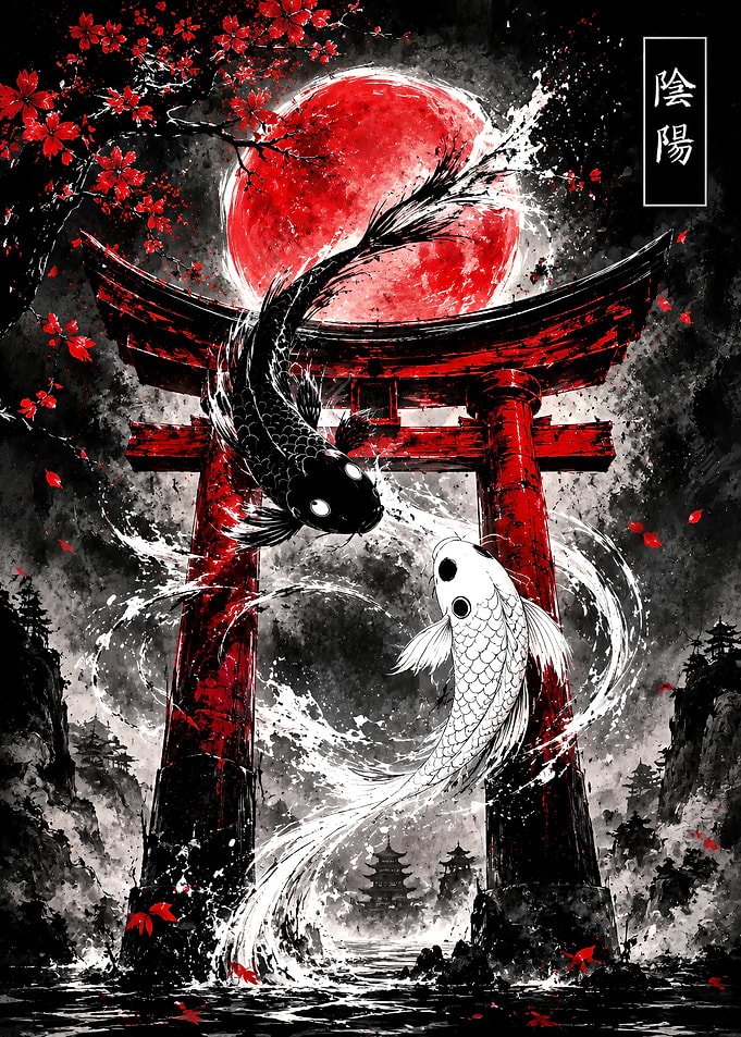 Yin Yang Koi Fish Torii Gate