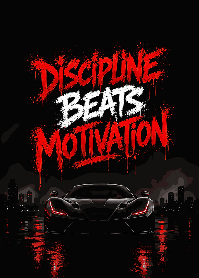 Discipline Beats Motivation Red and Black