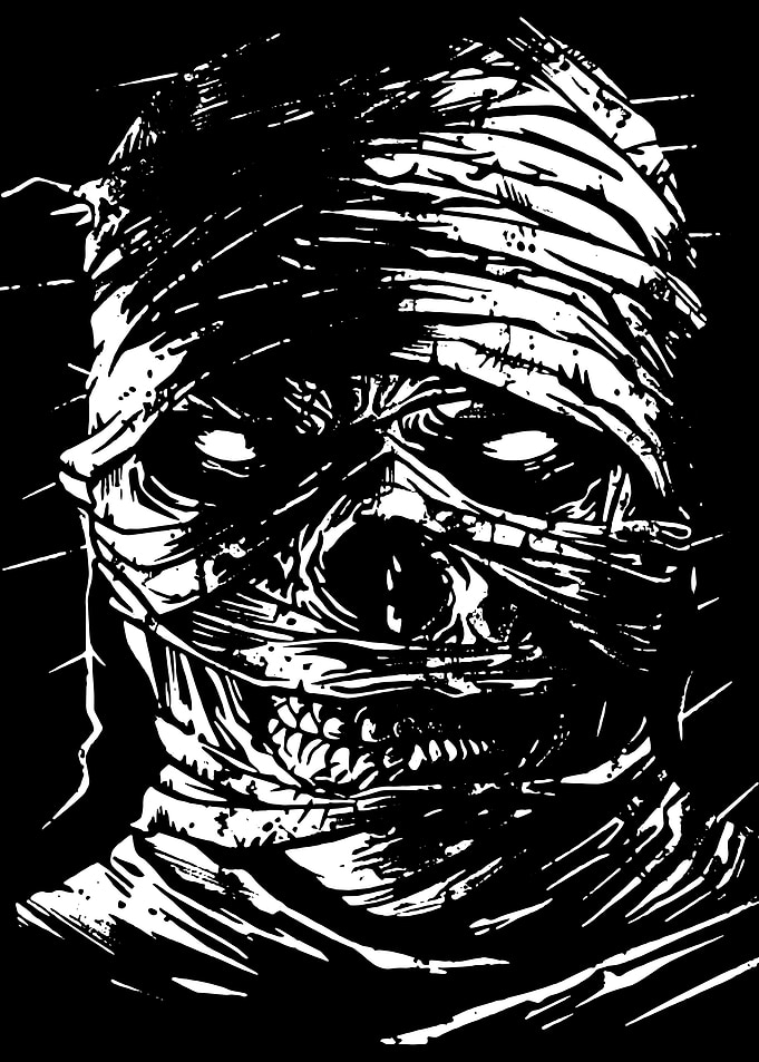 Sinister Mummy Face Illustration