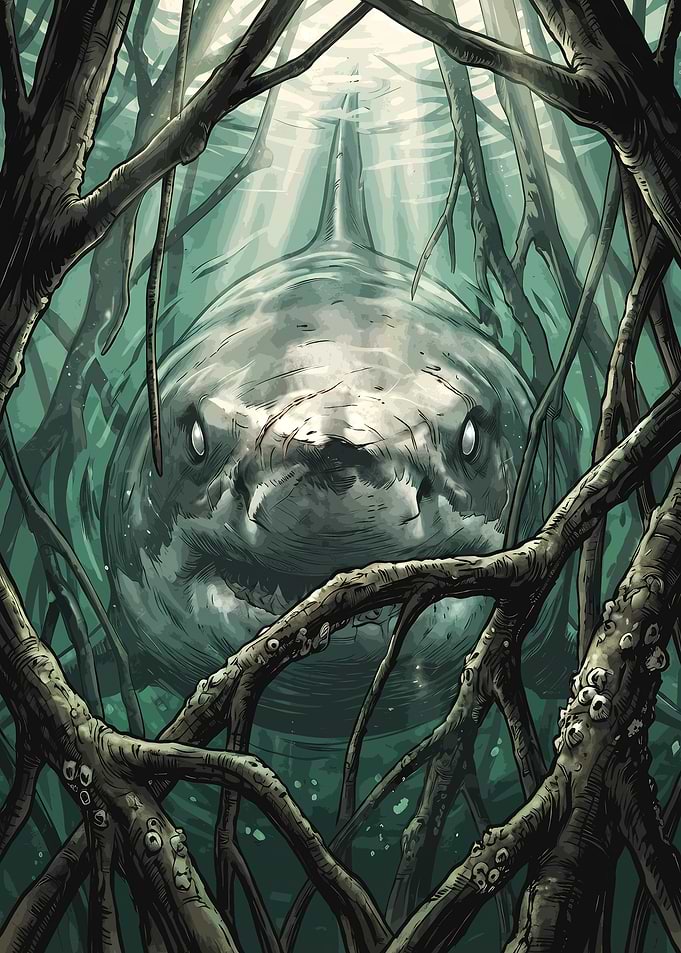Great White Shark in Mangroves
