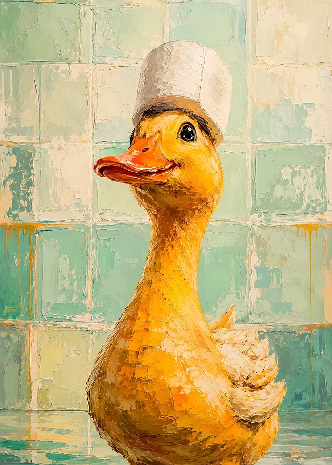 Whimsical Duck Wearing a Chef Hat