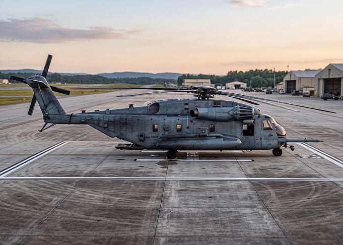 Military Helicopter Parked on Tarmac