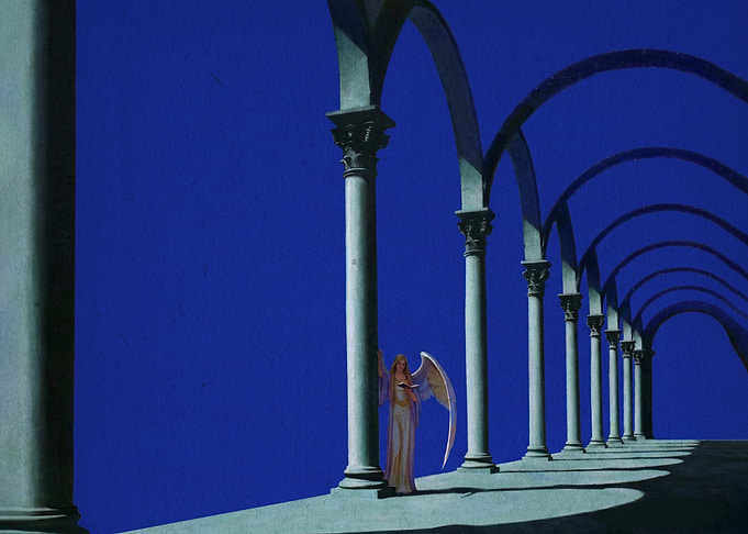 Angel Standing Under Classical Arches