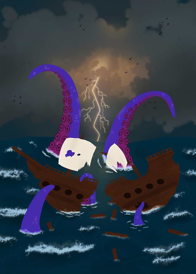 Monster Attacking a Ship