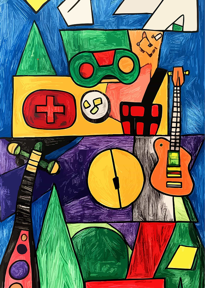 Abstract Musical and Gaming Collage