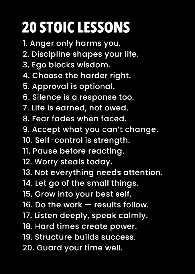 20 Stoic Lessons List Poster