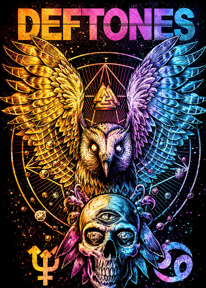 Deftones Owl and Skull Art
