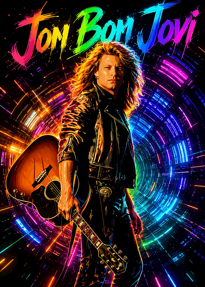 Jon Bon Jovi Neon Rock Poster
