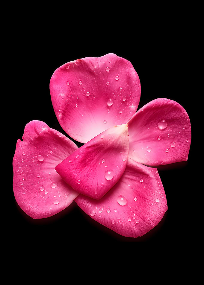 Dew-Covered Pink Rose Petals