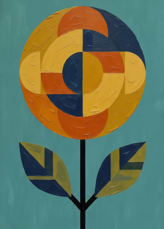 Abstract Geometric Flower Painting
