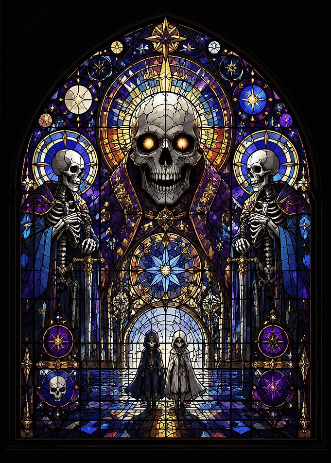 Gothic Stained Glass Skeleton Cathedral