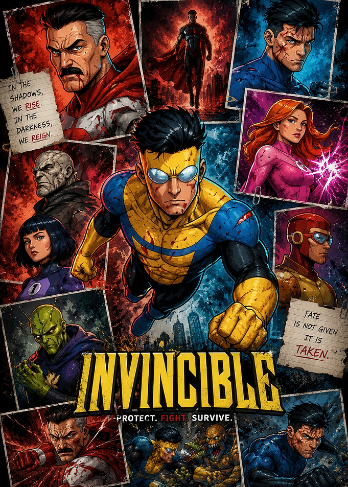 Invincible Comic Series Character Collage Poster