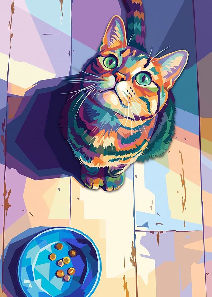 Colorful Pop Art Cat Portrait