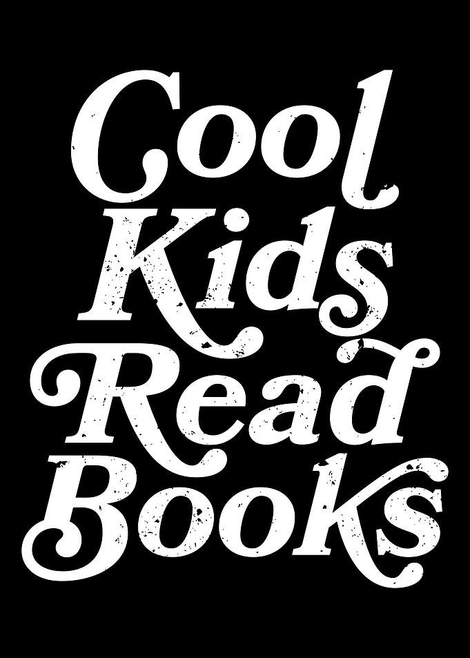 Cool Kids Read Books Vintage Typography Poster Minimalist Reading Wall Art