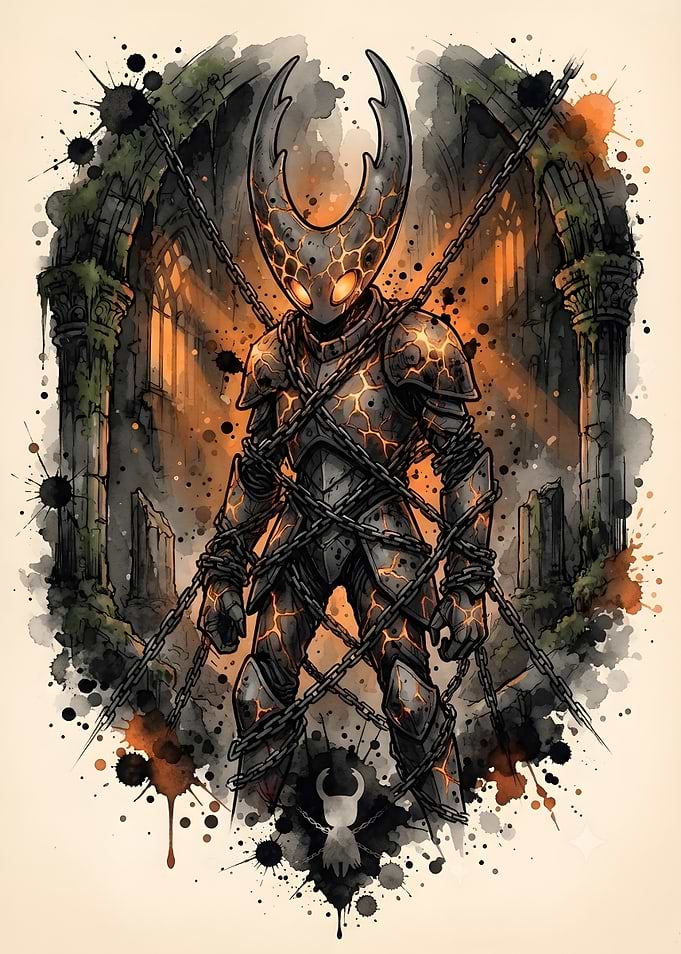Hollow Knight Chained Warrior Illustration