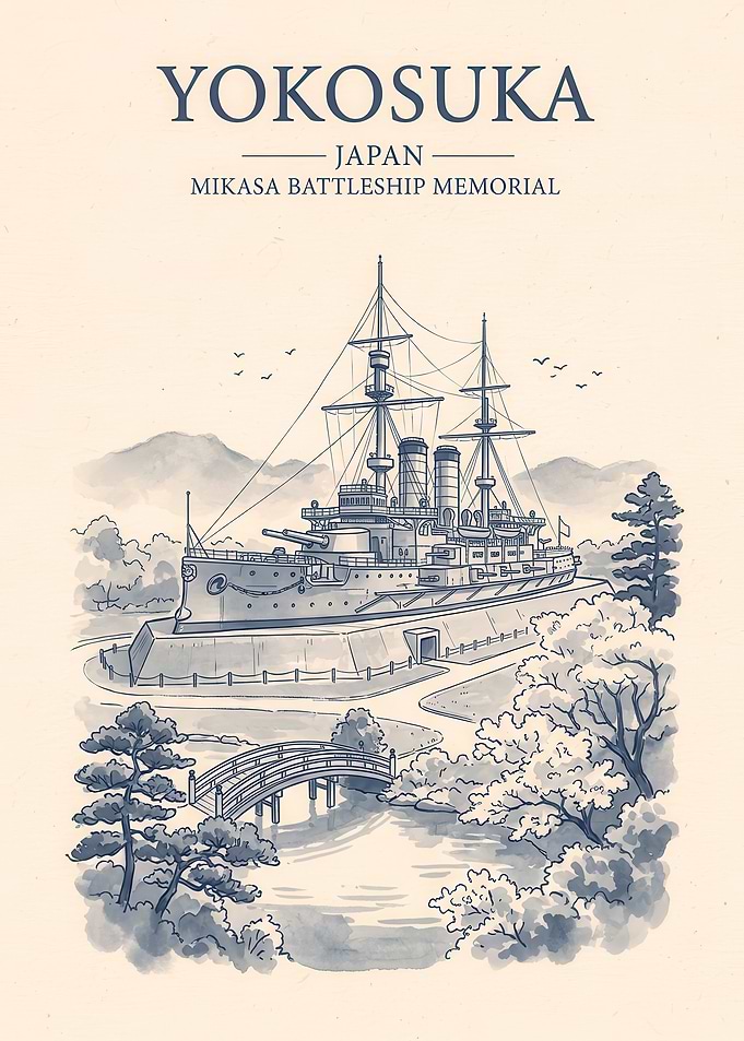 Yokosuka Mikasa Battleship Memorial Poster