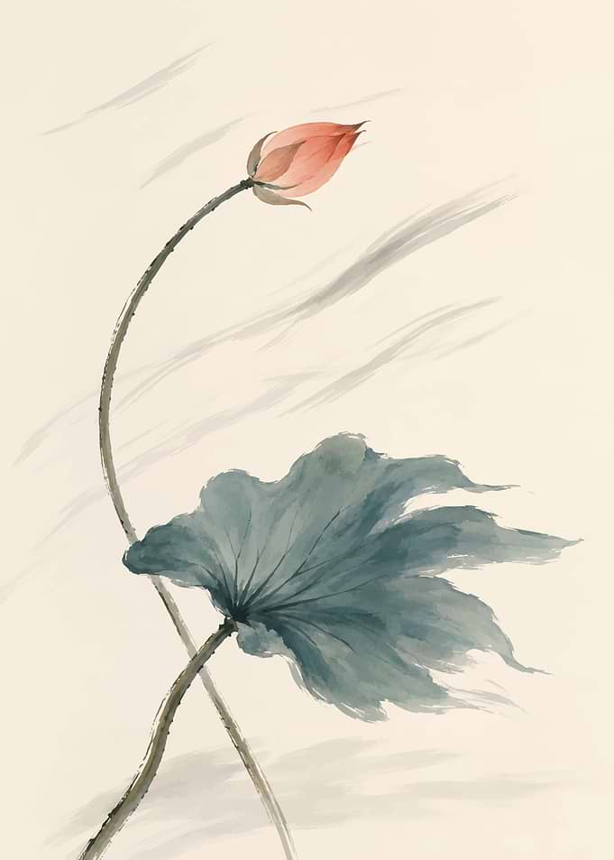 Minimalist Watercolor Lotus Flower Art