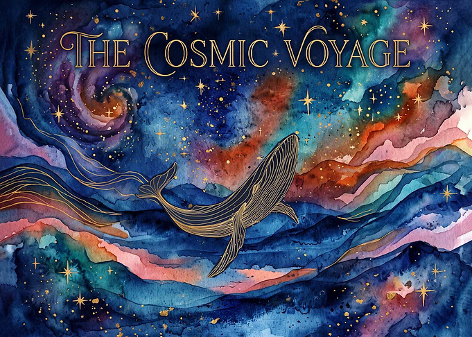 The Cosmic Voyage Whale Illustration
