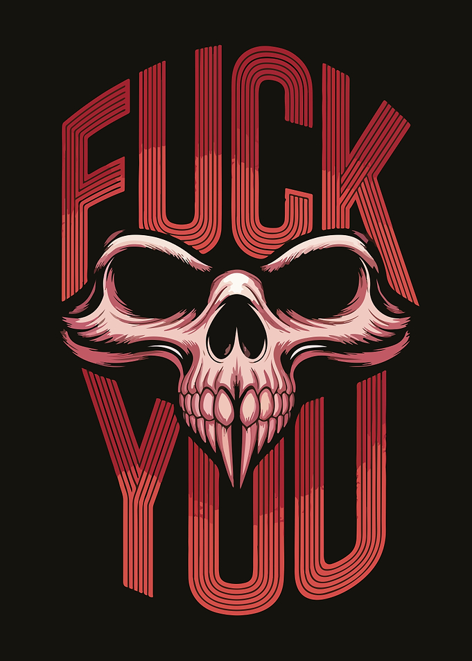 Edgy Skull Graphic Text Art