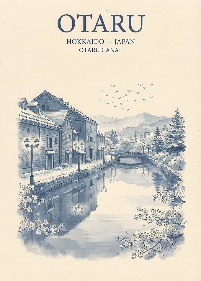 Otaru Canal Hokkaido Japan Travel Poster