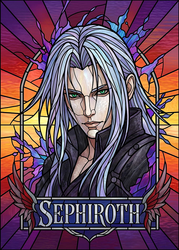 Sephiroth Stained Glass Portrait