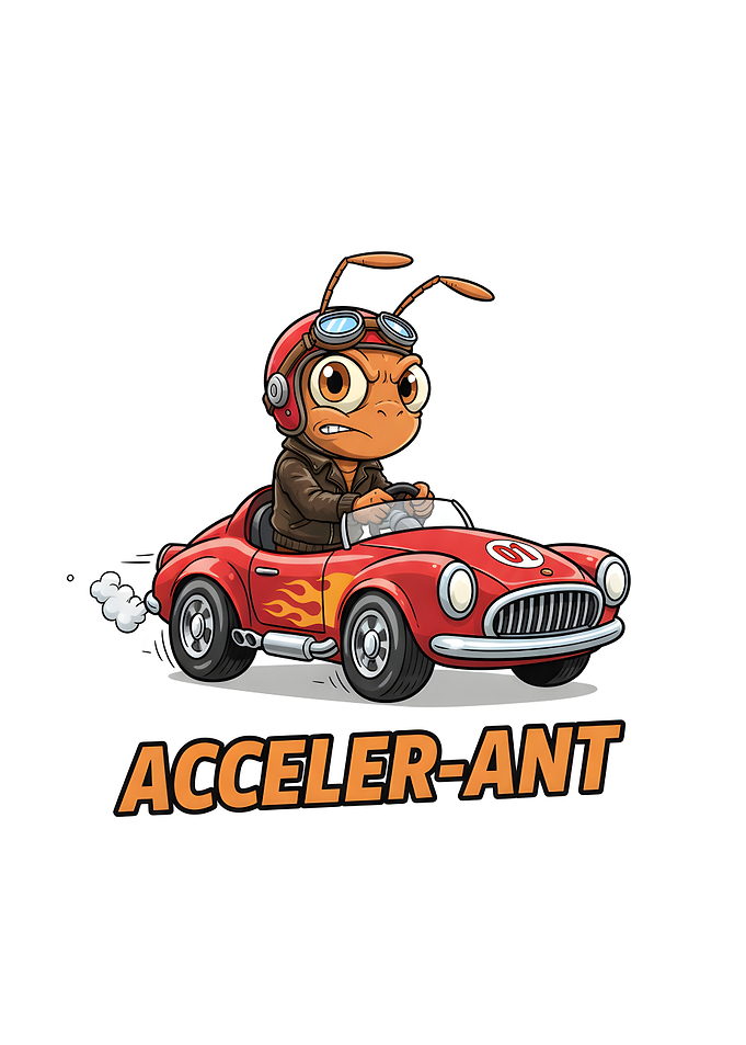 Acceler-Ant Cartoon Ant Driving Race Car
