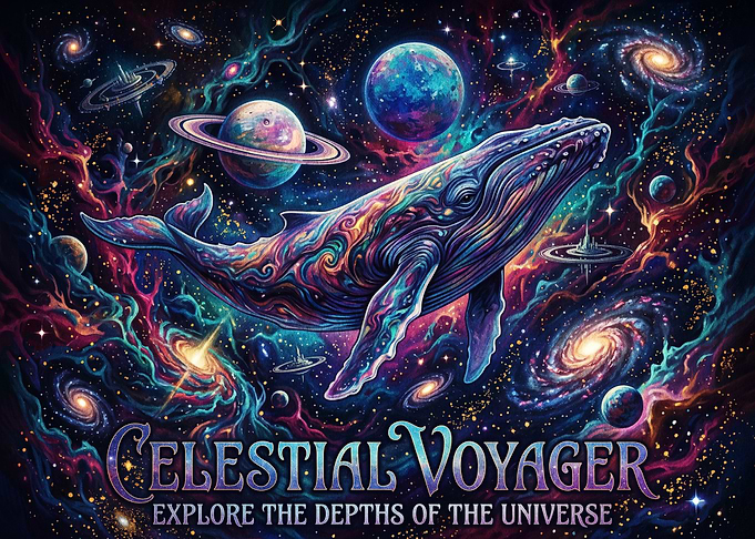 Celestial Voyager Cosmic Whale Poster