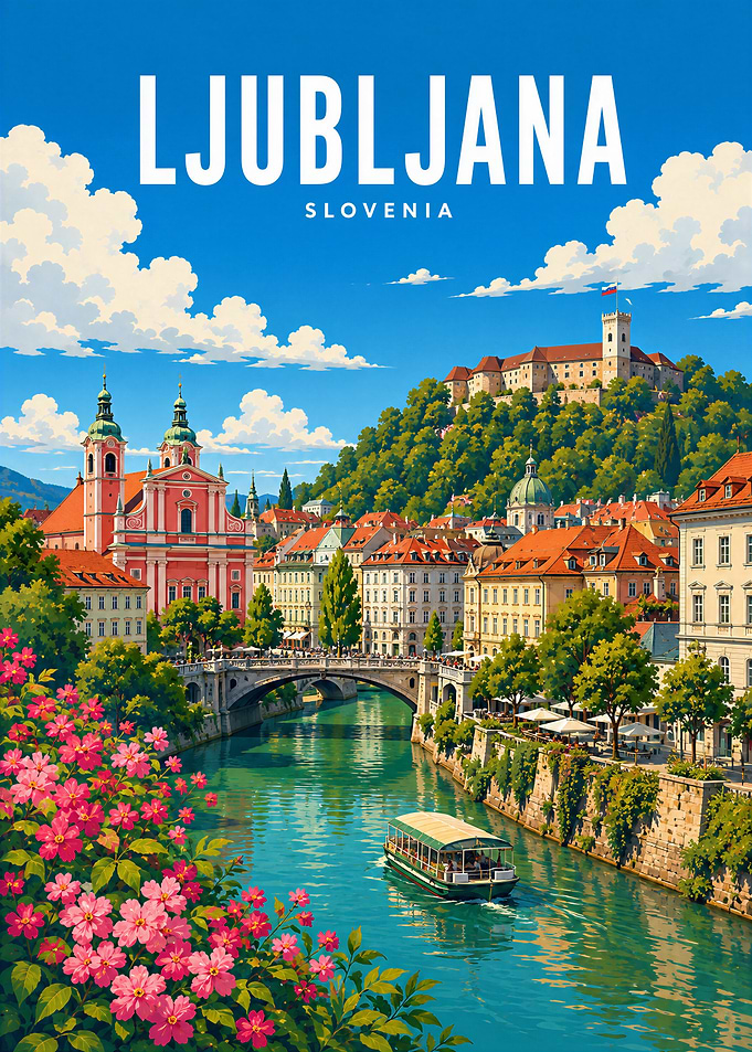 Ljubljana Slovenia Travel Poster