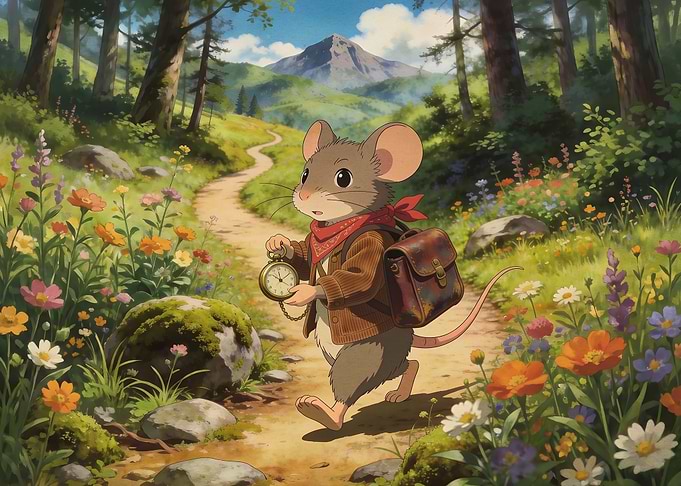 Adventurous Mouse Walking Through Meadow