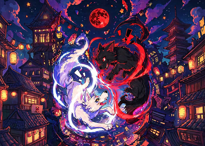 Yin and Yang Wolf Spirits