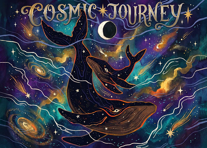 Cosmic Journey Whales in Space