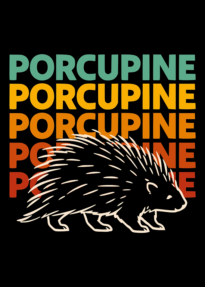 Porcupine - Retro Style Porcupine Graphic Design