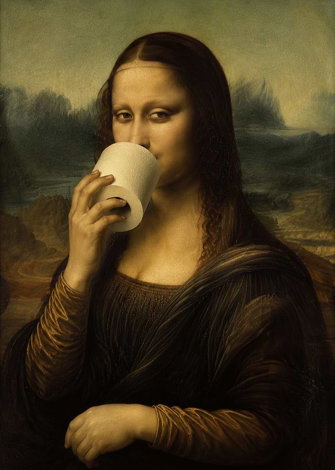 Mona Lisa Holding Toilet Paper