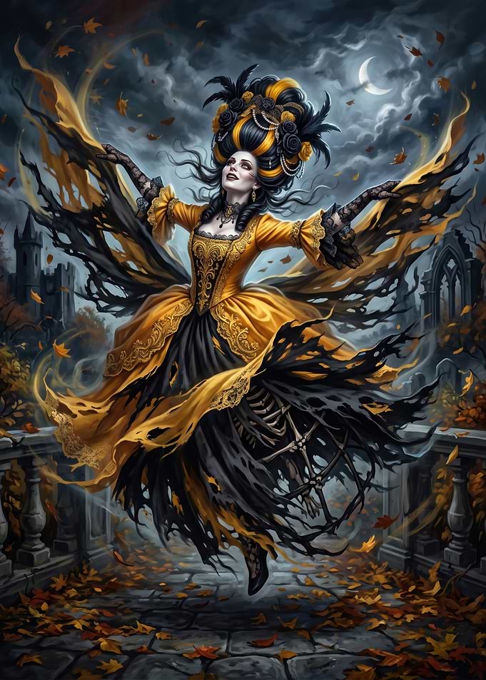 Gothic Queen in Autumnal Moonlight