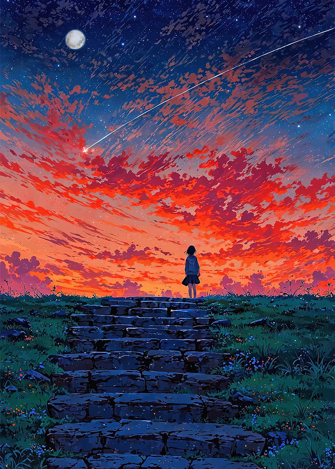 Girl Watching a Meteor Shower