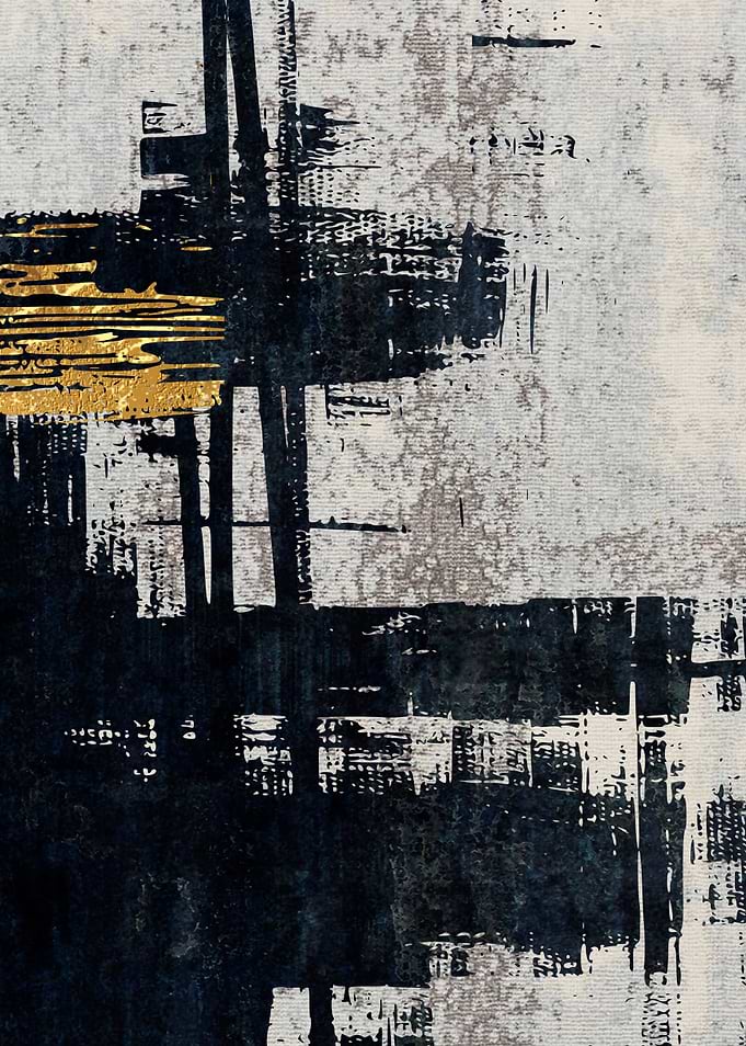 Abstract Gold and Black Brushstrokes