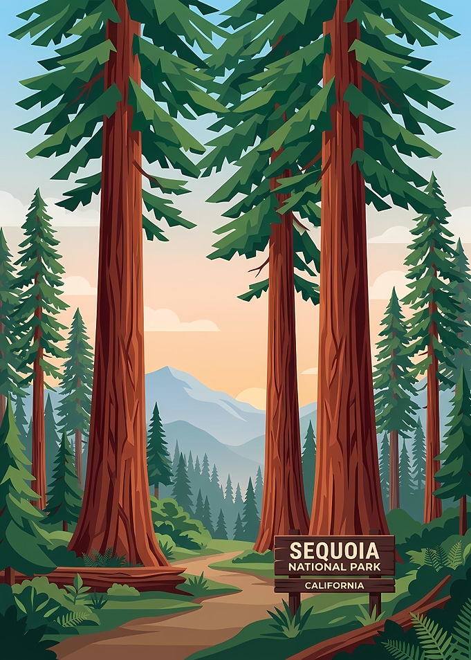 Sequoia National Park Travel Poster
