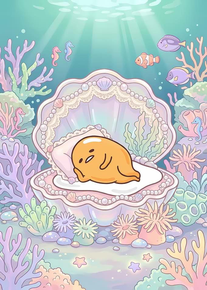 Gudetama Sleeping in a Seashell
