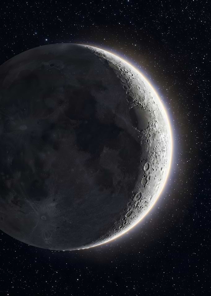 Crescent Moon in Starry Space