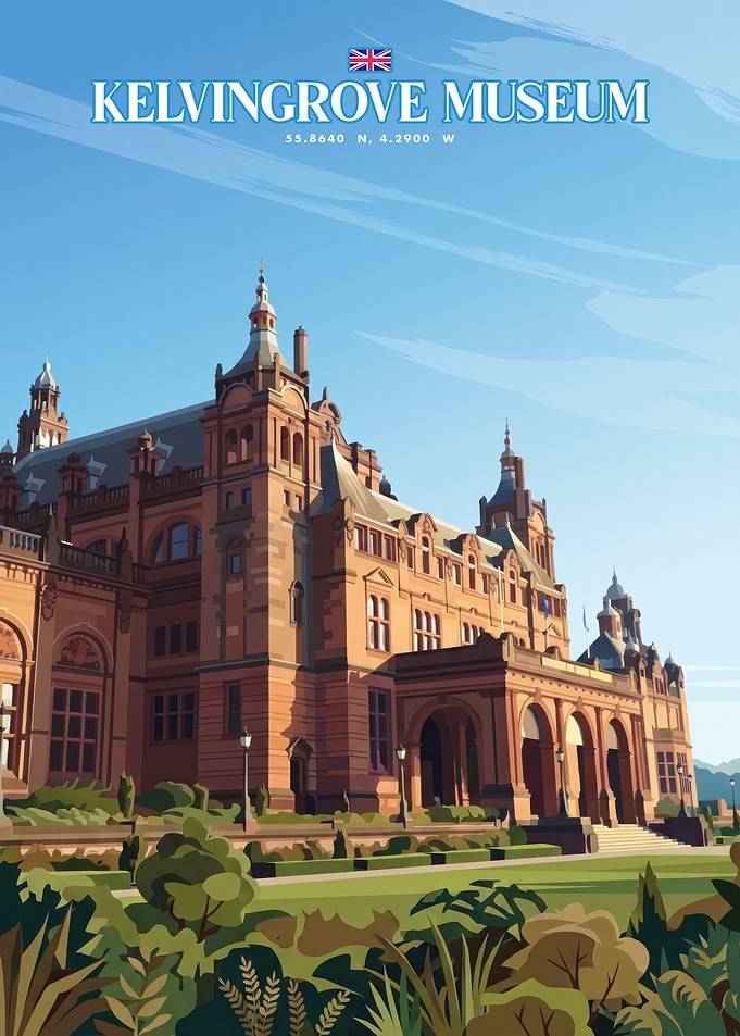 Kelvingrove Museum Glasgow Travel Poster