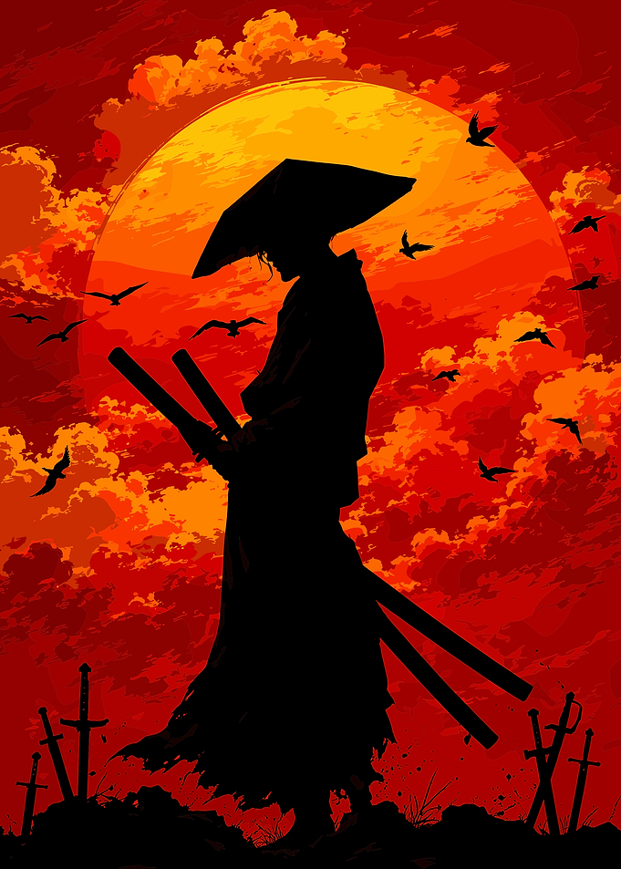 Samurai Silhouette at Sunset