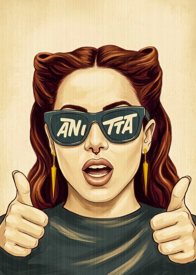 Anitta Pop Art Portrait Illustration