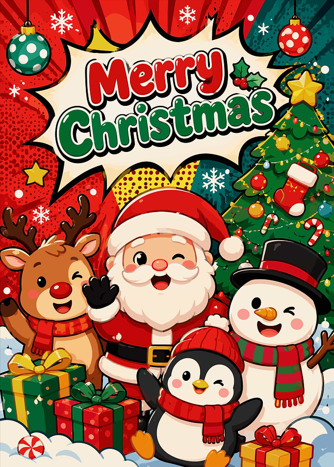 Merry Christmas Cartoon Holiday Illustration