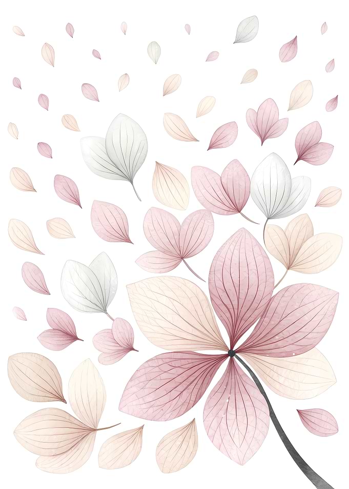 Watercolor Pink and White Floral Petals