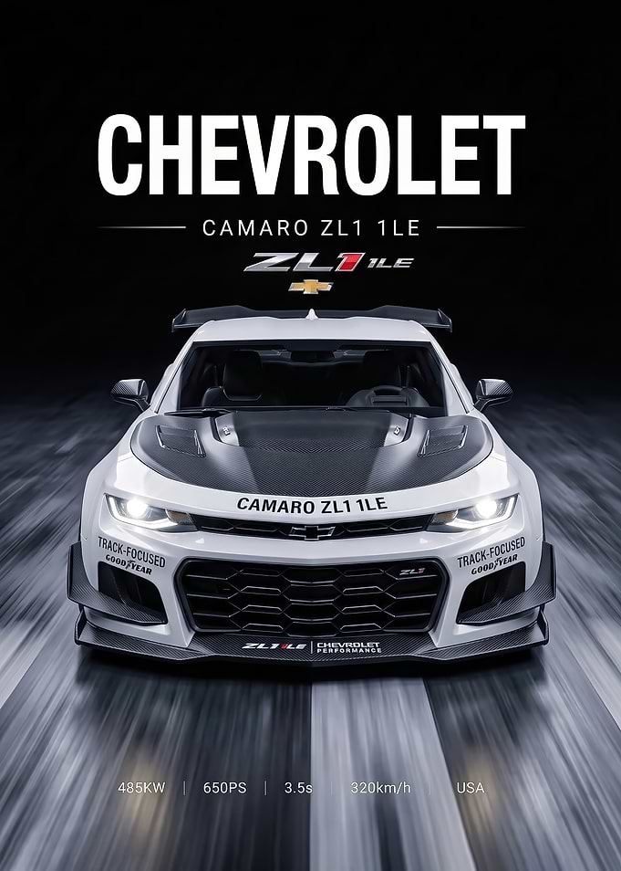 white fast ZL1 1LE sleek Poster