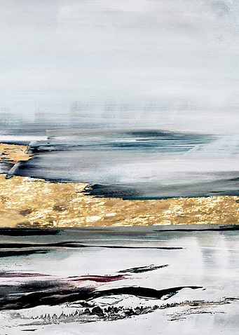 Abstract Gold and Grey Landscape