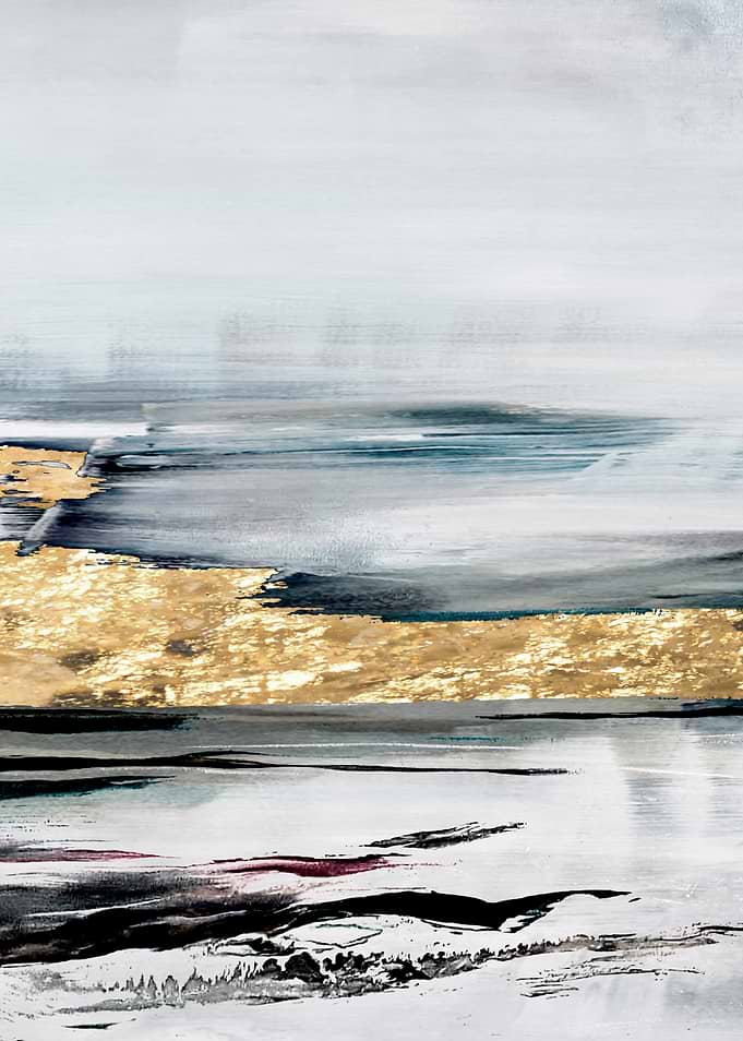 Abstract Gold and Grey Landscape