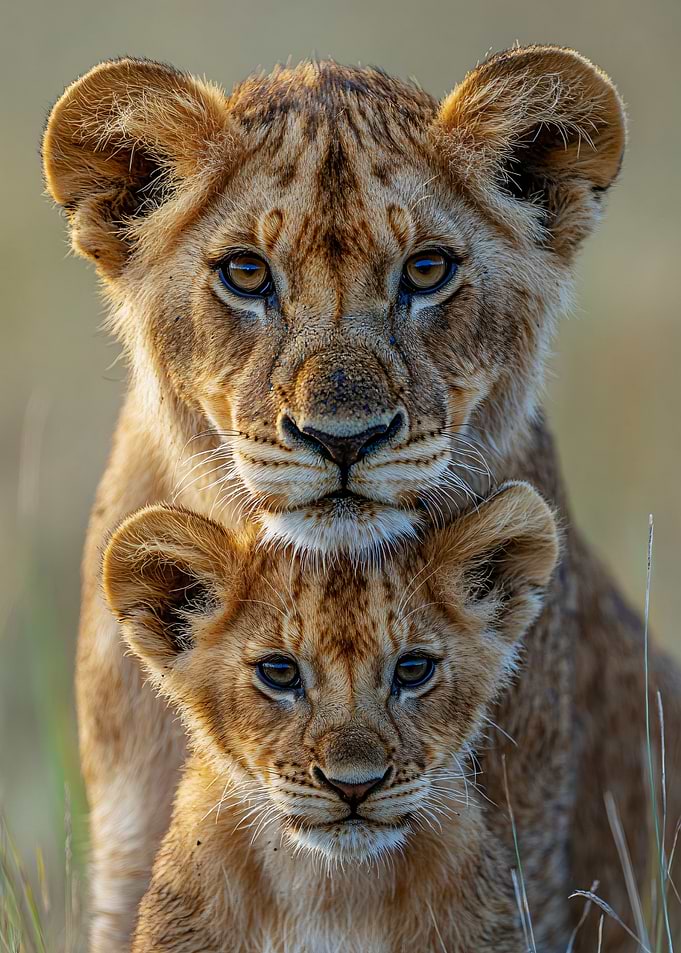 Two Lion Cubs Portrait
